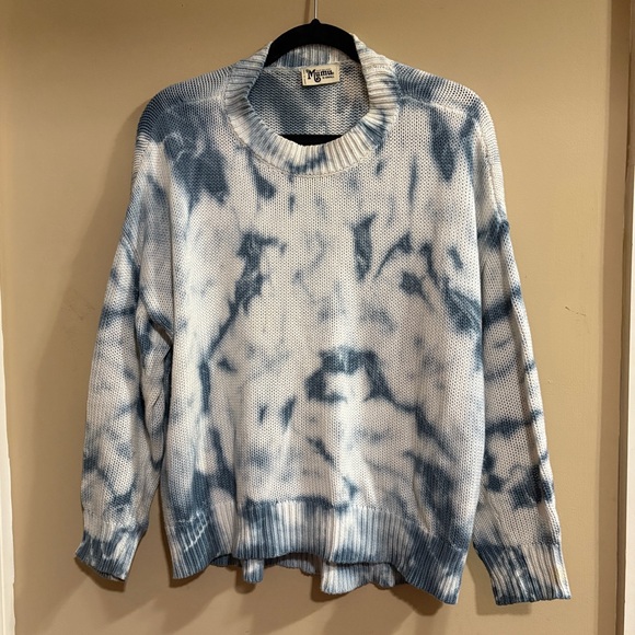 Show Me Your MuMu Sweaters - Show Me Your Mumu Oversized Sunday Sweater Navy Tie-Dye Cotton XS
